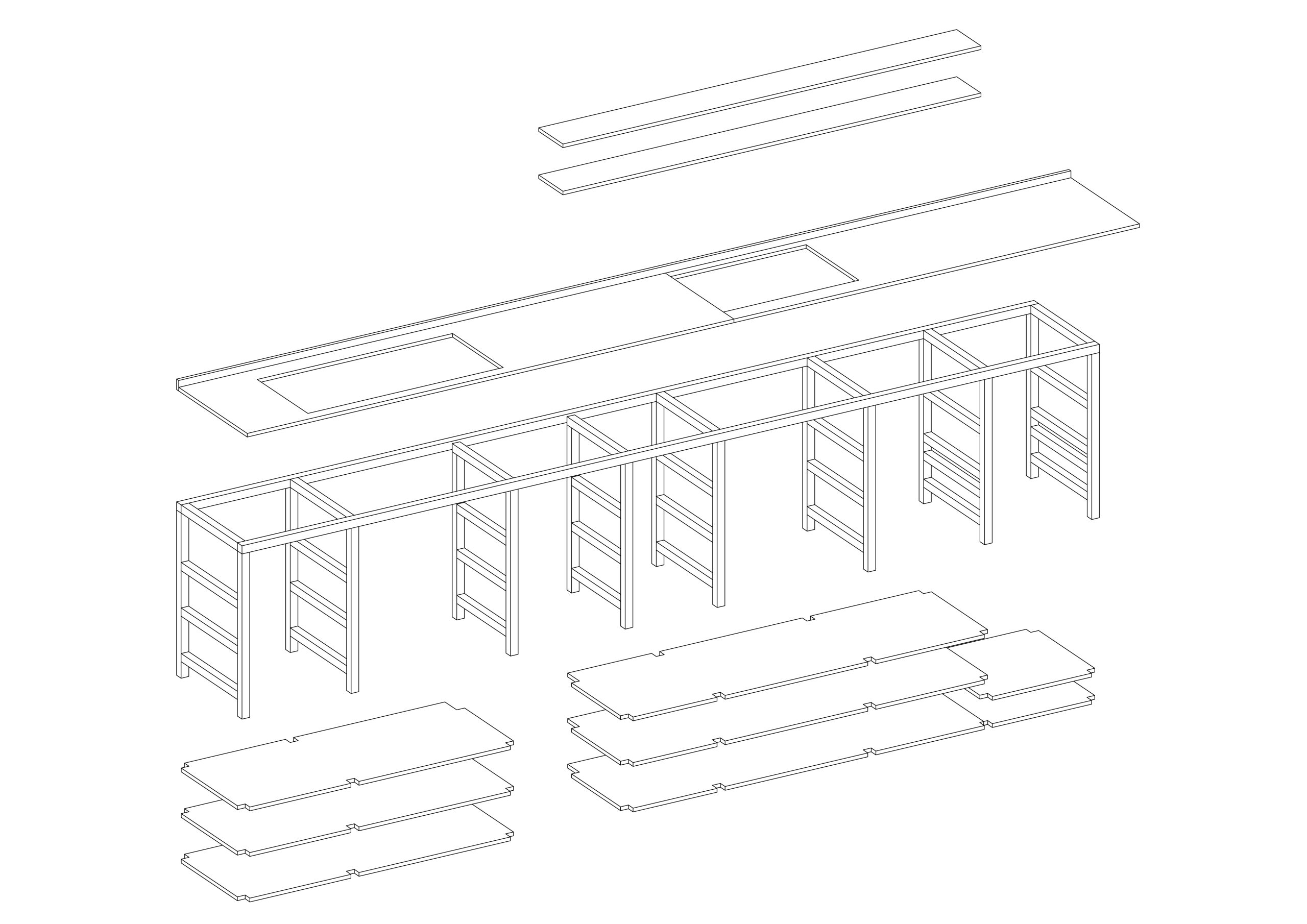 kitchen is assembled in a very simple way with minimal use on screws, without any glue, making it easy to recycle